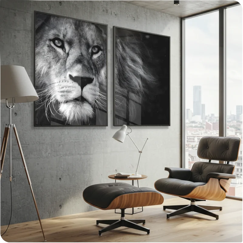 Kit 2 Quadros - Lion Face