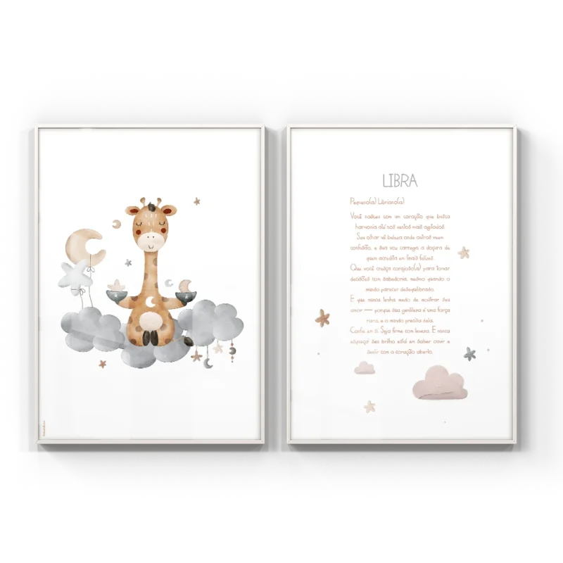 Kit 2 Quadros - Bebê Libriano