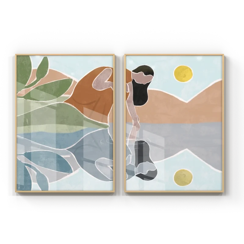 Kit 2 Quadros - Reflexo Da Alma
