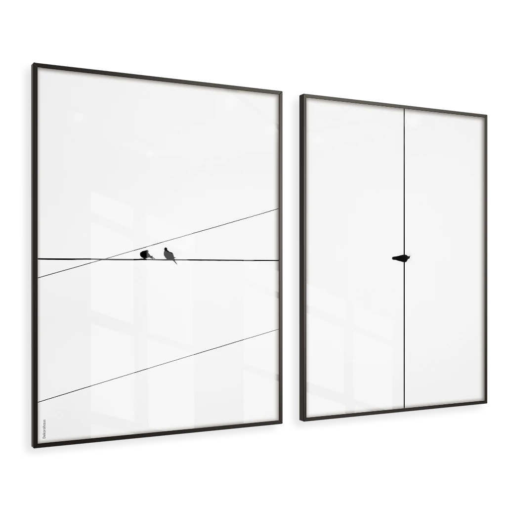 Quadros Decorativos Abstratos - Entre Linhas e Silêncio – Conjunto 2 Peças | Dekorahaus