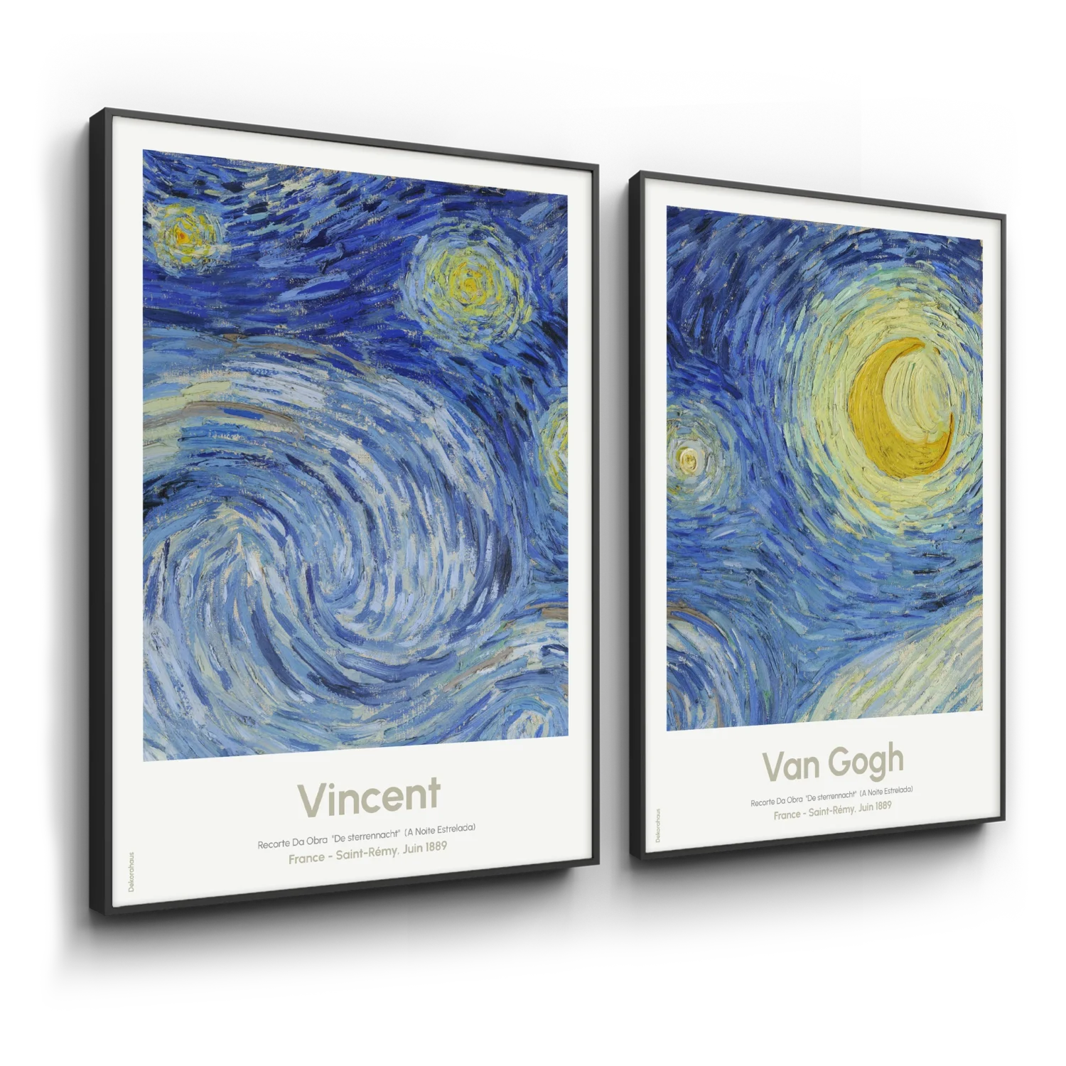 Quadros Decorativos De Van Gogh - Recorte Da Obra A Noite Estrelada – Conjunto 2 Peças | Dekorahaus