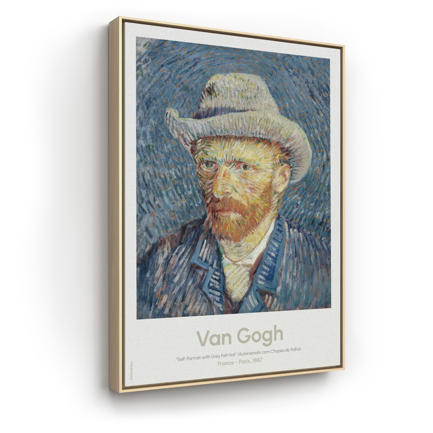 Quadro Decorativo De Van Gogh - Autorretrato com Chapéu de Palha | Dekorahaus